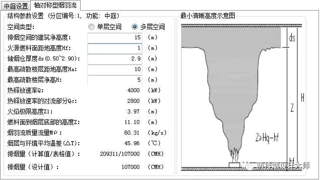 轴对称型烟羽流设计界面