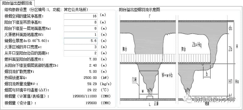 阳台溢出型烟羽流设计界面